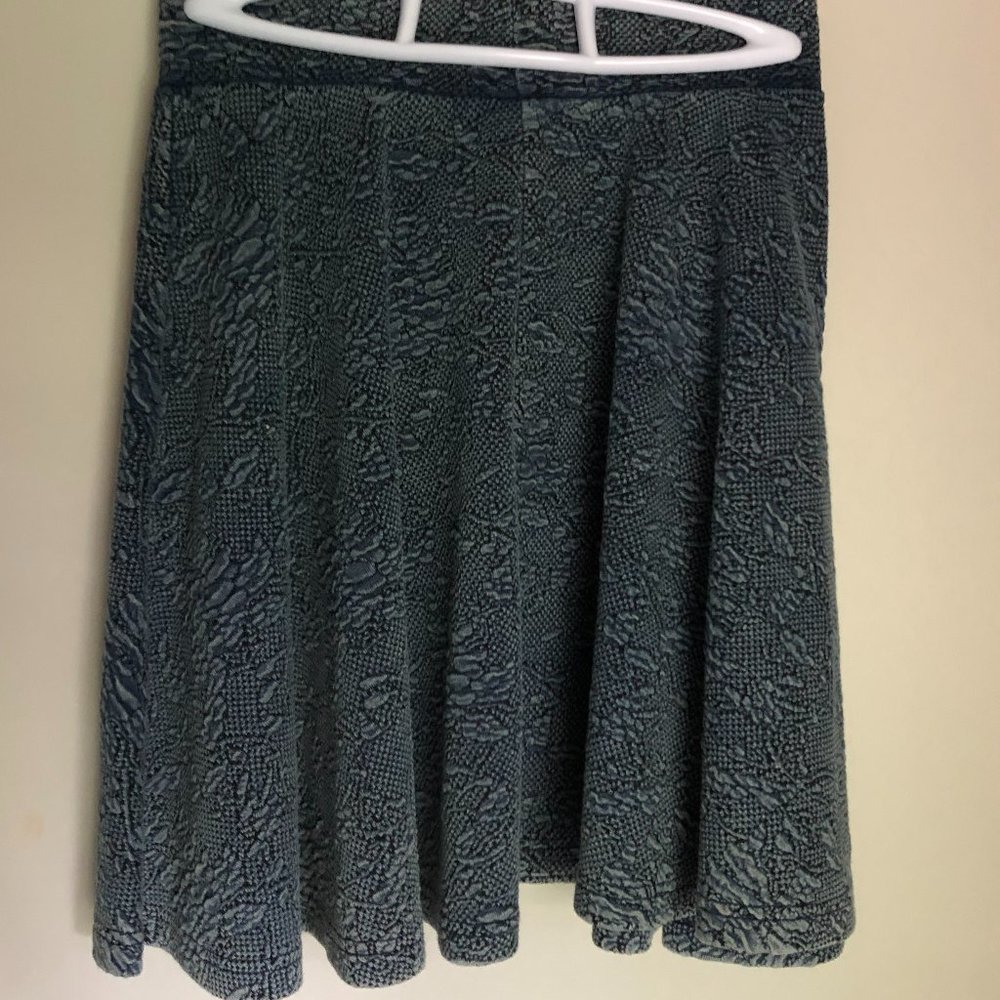 Topshop Blue Textured Skater Skirt